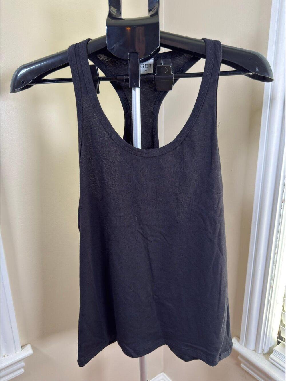 SET Active Black Racerback Tank Top Women’s XL Minimal Athleisure Lounge Basic